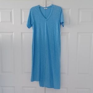 Wilt Blue V-Neck Long Slub Jersey Dress